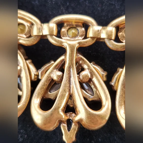 VTG J. Crew Goldtone Crystal Rhinestone Cluster Bib Statement Necklace - Picture 10 of 12